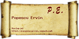 Popescu Ervin névjegykártya